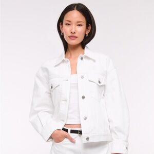 NWT Abercrombie & Fitch White Denim Jean Jacket